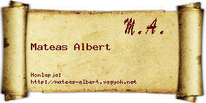 Mateas Albert névjegykártya